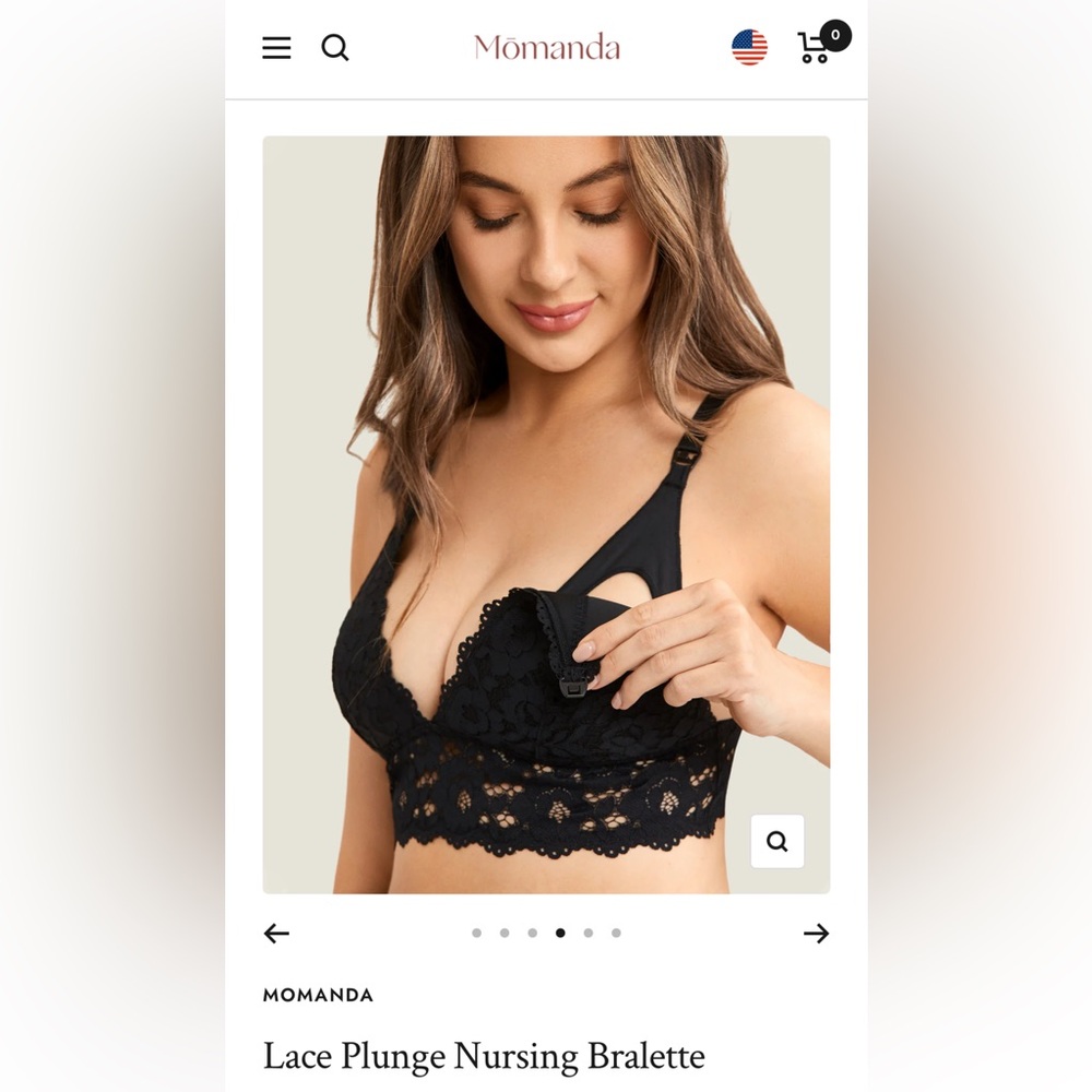 Momanda Black Lace Nursing Bralette, 36D
